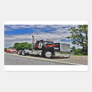 Zurück in schwarzen Superliner-Aufklebern Rechteckiger Aufkleber