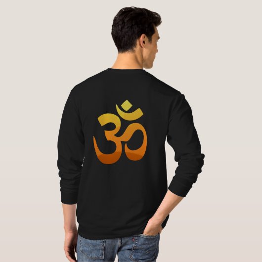 Zurück Print Om Mantra Symbol Yoga Mens Long Sleev T-Shirt (Schwarz voll)