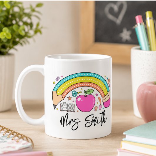 zurück Schule Regenbogen Lehrer Leben Kaffeetasse