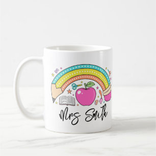 zurück Schule Regenbogen Lehrer Leben Kaffeetasse