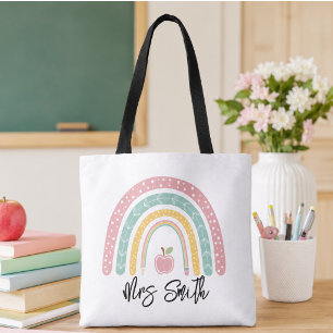zurück Schule Regenbogen Lehrer Leben Tasche
