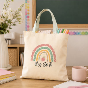 zurück Schule Regenbogen Lehrer Leben Tragetasche