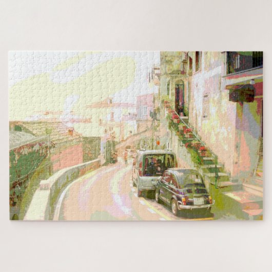 Zurück Straße Italien Digitaler Impressionist Pop  Puzzle (Horizontal)