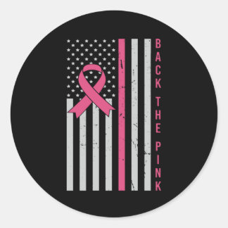 Zurück The Pink USA Flag Breast Cancer Awareness Runder Aufkleber