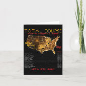 Zurück) Total Solar Eclipse 2024 North America Tou Karte (Vorderseite)