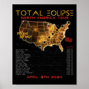 Zurück) Total Solar Eclipse 2024 North America Tou Poster