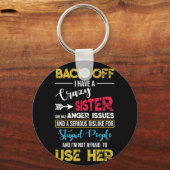 Zurück von mir habe eine verrückte, finstere Ärger Schlüsselanhänger (Vorderseite)