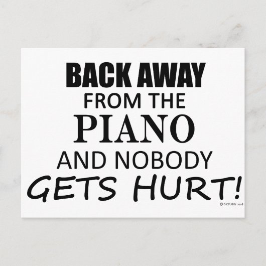 Zurück weg vom Piano Postkarte (Vorderseite)