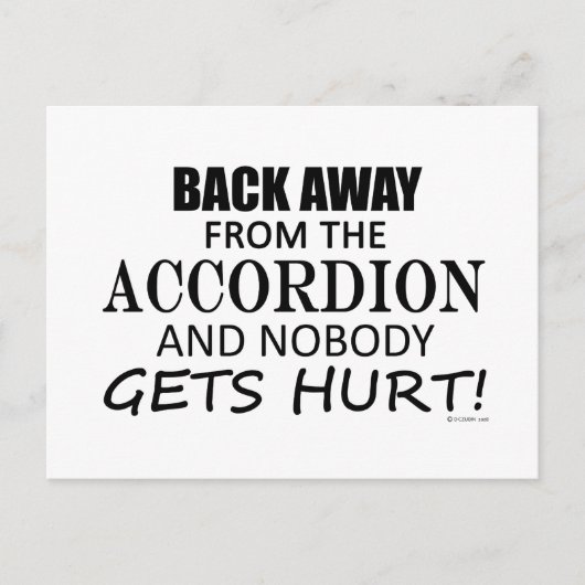 Zurück weg von der Akkordeon Postkarte (Vorderseite)