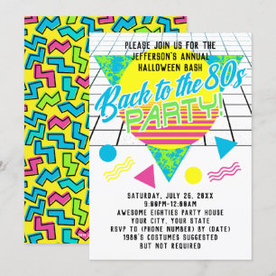 Zurück zu den 80er Jahren Geometrische 1980er Eigh Einladung