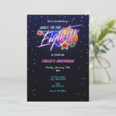 Zurück zu den 80er Jahren Neon Einladung (Stehend Vorderseite)
