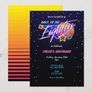 Zurück zu den 80er Jahren Neon Einladung