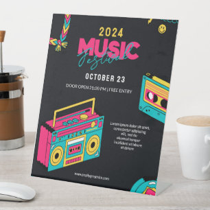  Zurück zu den 90ern, Retro-Musik-Festival-Party  Sockelschild