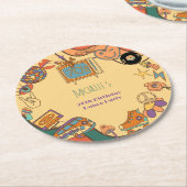 Zurück zu den Retro-Groovy Erwachsenen in den 70er Runder Pappuntersetzer (Angewinkelt)