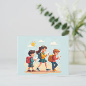 Zurück zu den Schulkindern Feiertagspostkarte (Stehend Vorderseite)