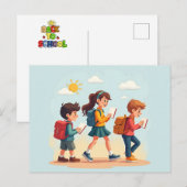 Zurück zu den Schulkindern Feiertagspostkarte (Vorne/Hinten)