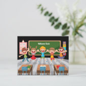 Zurück zu den Schulkindern Postkarte (Stehend Vorderseite)