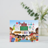 Zurück zu den Schulkindern Postkarte (Stehend Vorderseite)
