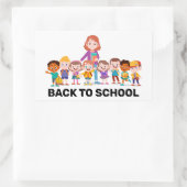 Zurück zu den Schulkindern Rechteckiger Aufkleber (Tasche)