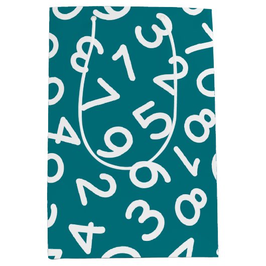 Zurück zu den Schulzahlen im blauen Hintergrund Mittlere Geschenktüte (Vorderseite)