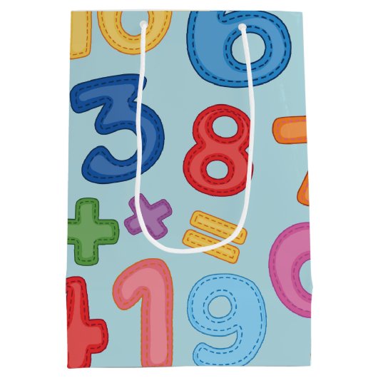 Zurück zu den Schulzahlen im hellblauen Hintergrun Mittlere Geschenktüte (Rückseite)