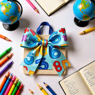 Zurück zu den Schulzahlen im hellblauen Hintergrun Satinband