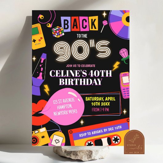 Zurück zu Groovy Mixtape Geburtstagsparty der 1990 Einladung