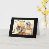 Zurück zu-Schoolkätzchen in der Karte (Gelbe Blume)