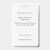 Zurück zu Schuladministrator-ID-Abzeichen mit Foto Ausweis (Back)