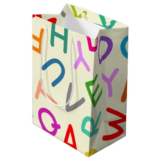 Zurück zu Schulbriefen im gelben Hintergrund Mittlere Geschenktüte (Rückseite Schrägansicht)