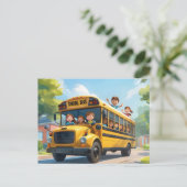 Zurück zu Schulbuskindern Feiertagspostkarte (Stehend Vorderseite)