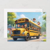 Zurück zu Schulbuskindern Feiertagspostkarte (Vorne/Hinten)