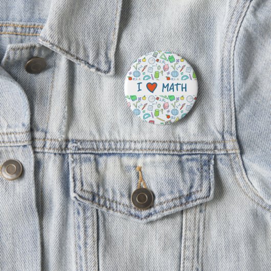 Zurück zu Schule: "Ich Liebemathe" Knopf Button (Beispiel)