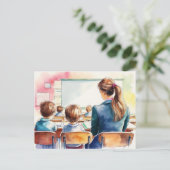 Zurück zu Schulkindern mit Lehrer Postkarte (Stehend Vorderseite)