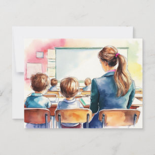 Zurück zu Schulkindern mit Lehrer Postkarte