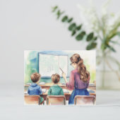 Zurück zu Schulkindern mit Lehrer Postkarte (Stehend Vorderseite)