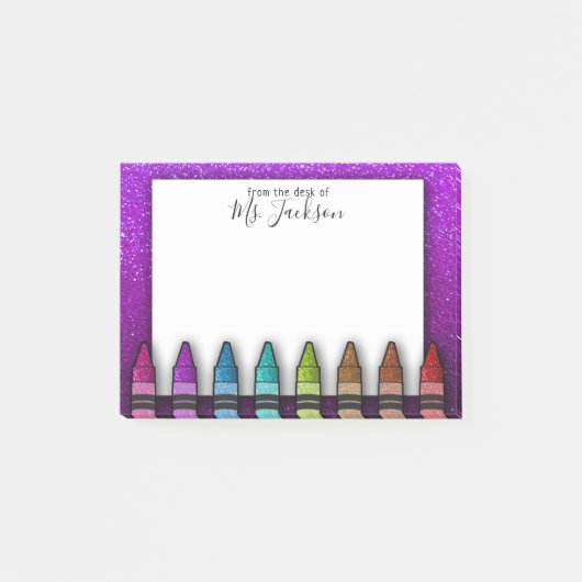 Zurück zu Schullehrer's Rainbow Glitzer Crayons Post-it Klebezettel (Vorderseite)