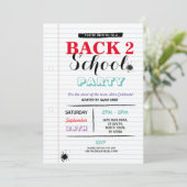 Zurück zu SchulParty-Anmerkungs-Papier-Spaß-Tinte Einladung (Stehend Vorderseite)