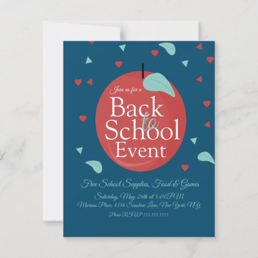 Zurück zu Schulveranstaltungen Frucht Apple Flyer Karte (Vorderseite)