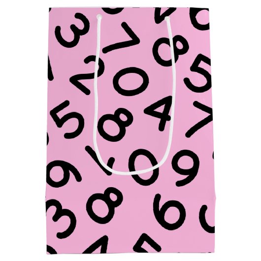 Zurück zu Schulzahlen im rosa Hintergrund Mittlere Geschenktüte (Rückseite)