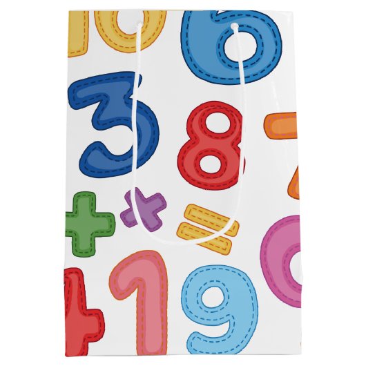 Zurück zu Schulzahlen im weißen Hintergrund Mittlere Geschenktüte (Rückseite)