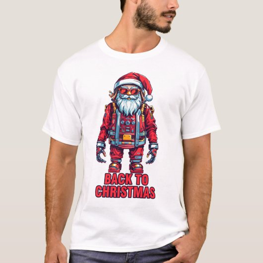 Zurück zu Weihnachten Futuristischer Weihnachtsman T-Shirt (Vorderseite)