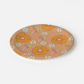 Zurück zum 70er Orange Daisies und Pilze Pappteller (Schrägansicht)