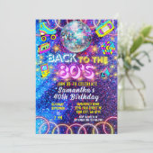 Zurück zum 80er - farbenfrohe Vivid Neon Glow Part Einladung (Stehend Vorderseite)