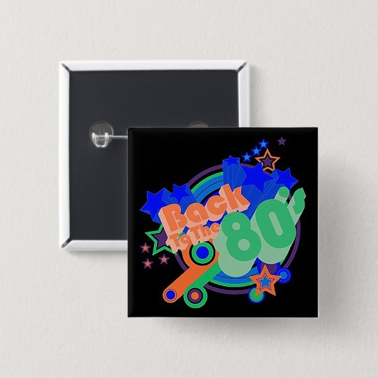 Zurück zum 80er Jahre Square Retro 80er-Knopf Button (Vorne & Hinten)