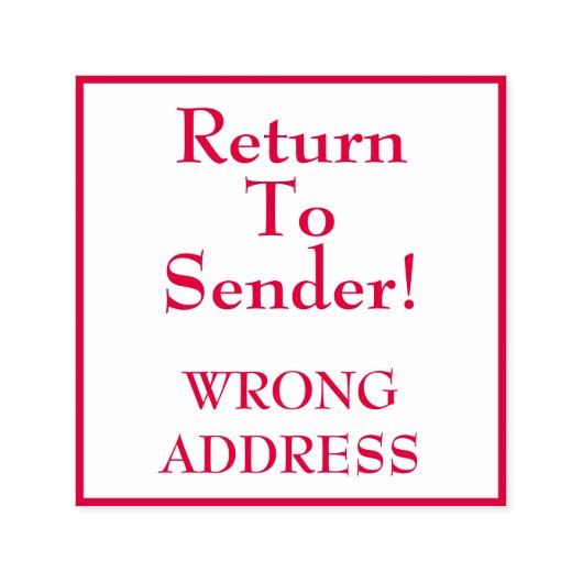 "Zurück zum Absender!" "FRONG ADDRESS" Briefmarke Permastempel (Design)