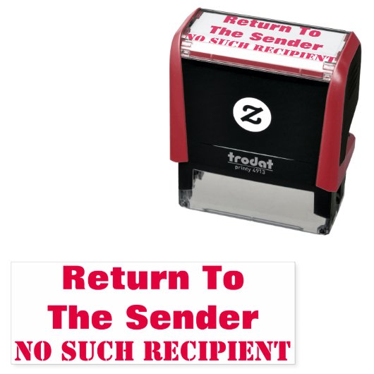 "Zurück zum Absender" "KEIN SOLCHER EMPFÄNGER" Permastempel (Beispiel)