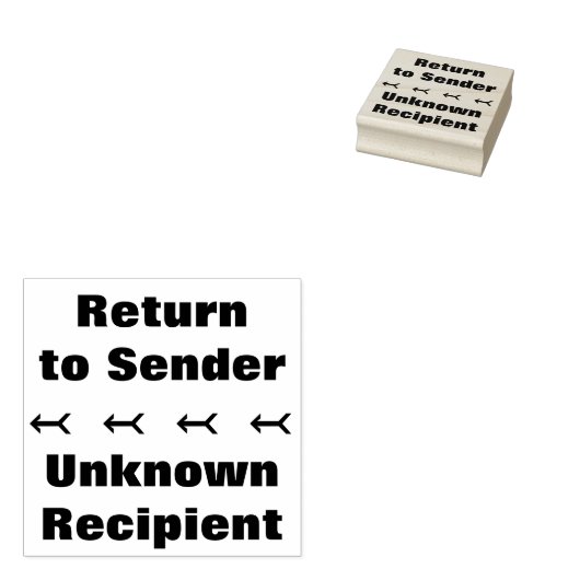 "Zurück zum Absender", "Unbekannter Empfänger" Gummistempel (Stempel)
