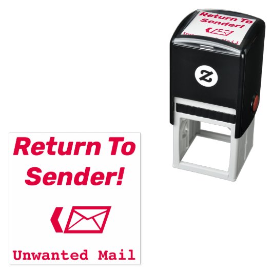 "Zurück zum Absender!" "Unerwünschte Post & Pfeil" Permastempel (Beispiel)