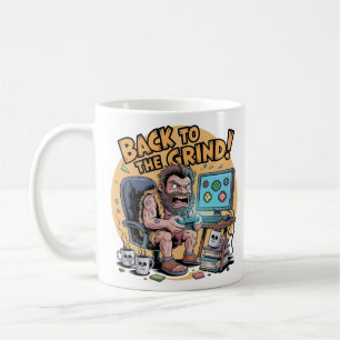 Zurück zum Alltag Lustiger Büro-Höhlenmensch Kaffeetasse